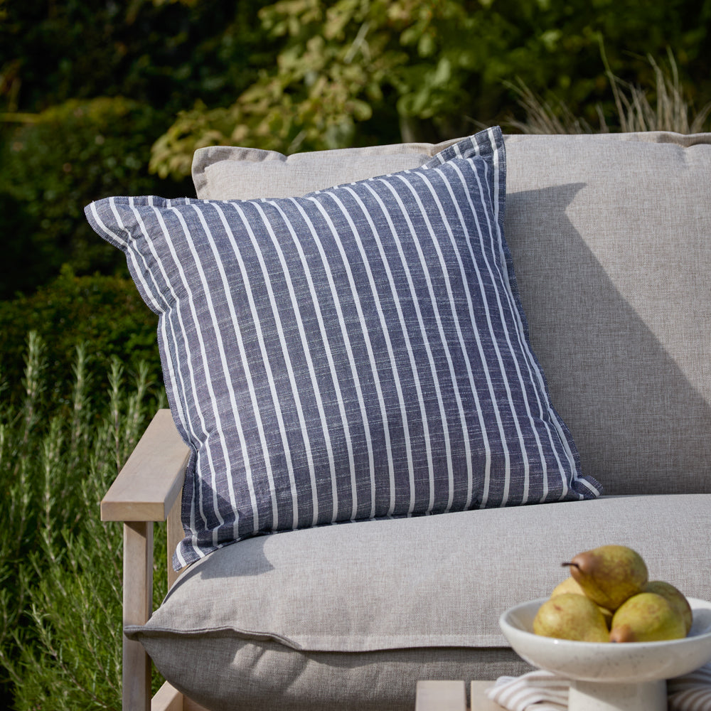 Striped Blue Cushions - Hessle Stripe Outdoor Polyester Filled Cushion Navy Yard