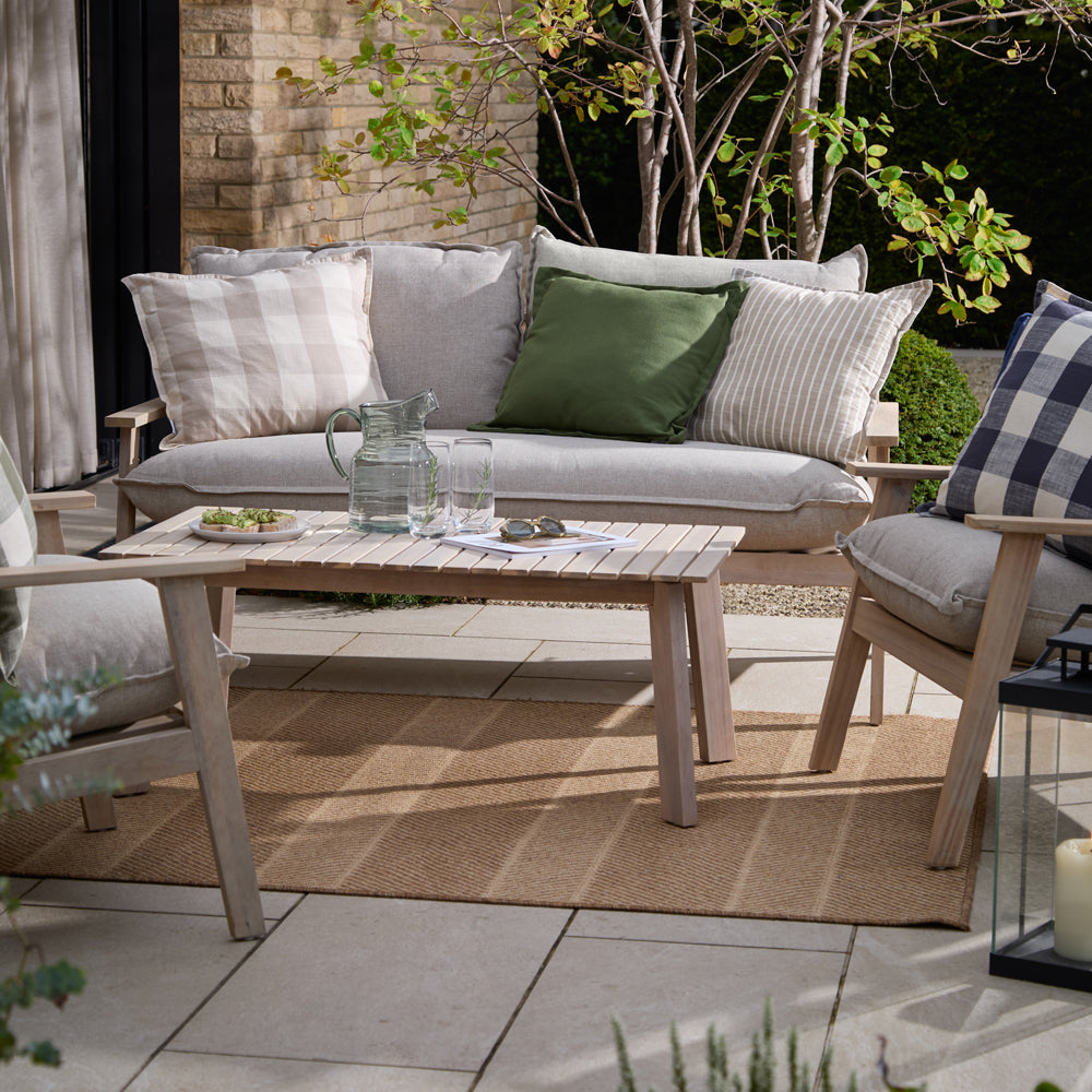 Plain Green Cushions - Holmfirth Canvas Outdoor Polyester Filled Cushion Eucalyptus Yard