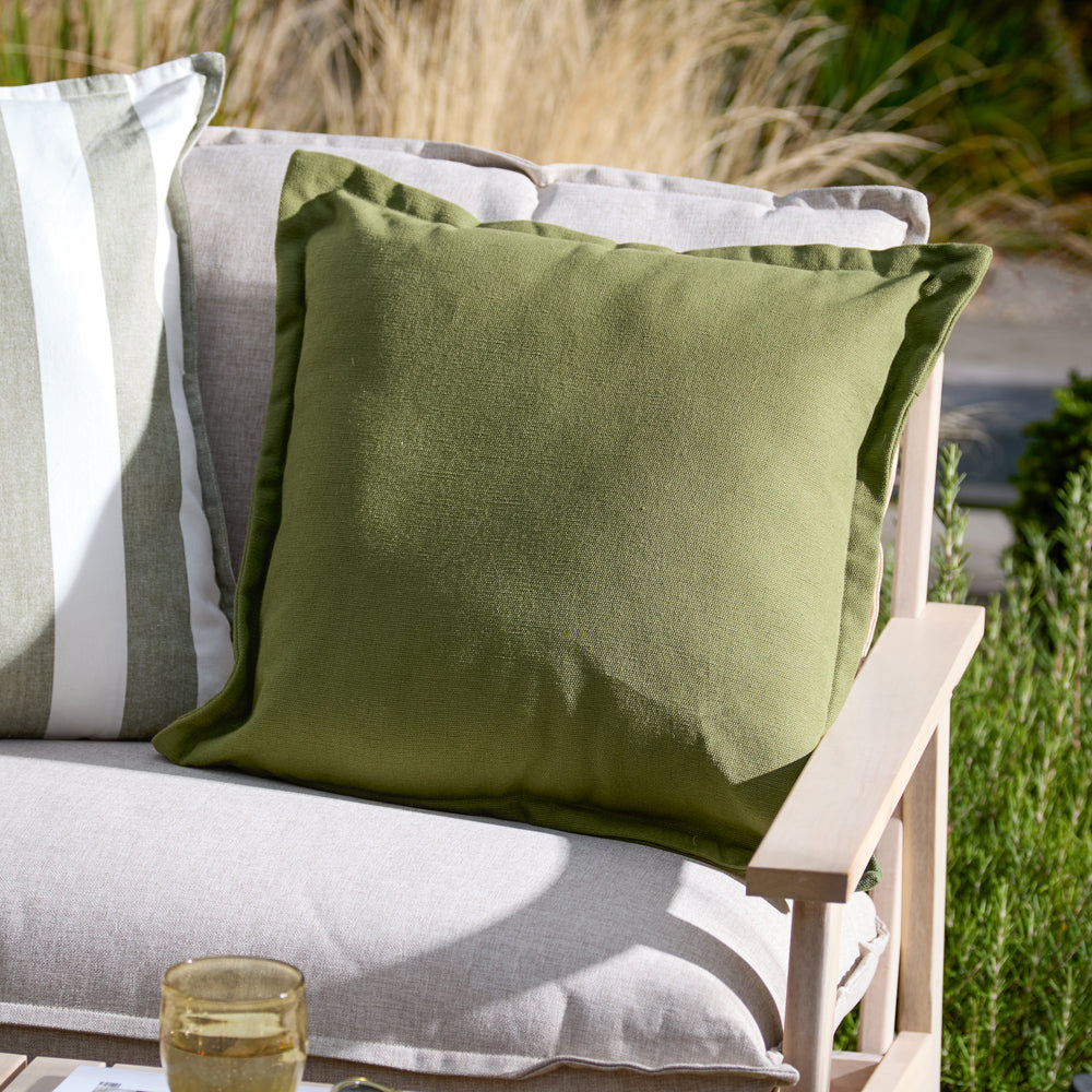 Plain Green Cushions - Holmfirth Canvas Outdoor Polyester Filled Cushion Eucalyptus Yard