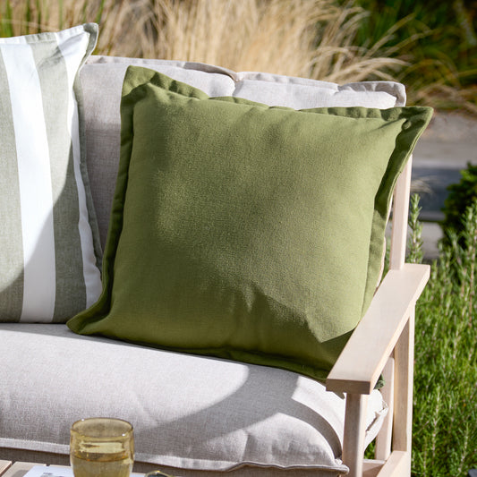 Plain Green Cushions - Holmfirth Canvas Outdoor Polyester Filled Cushion Eucalyptus Yard