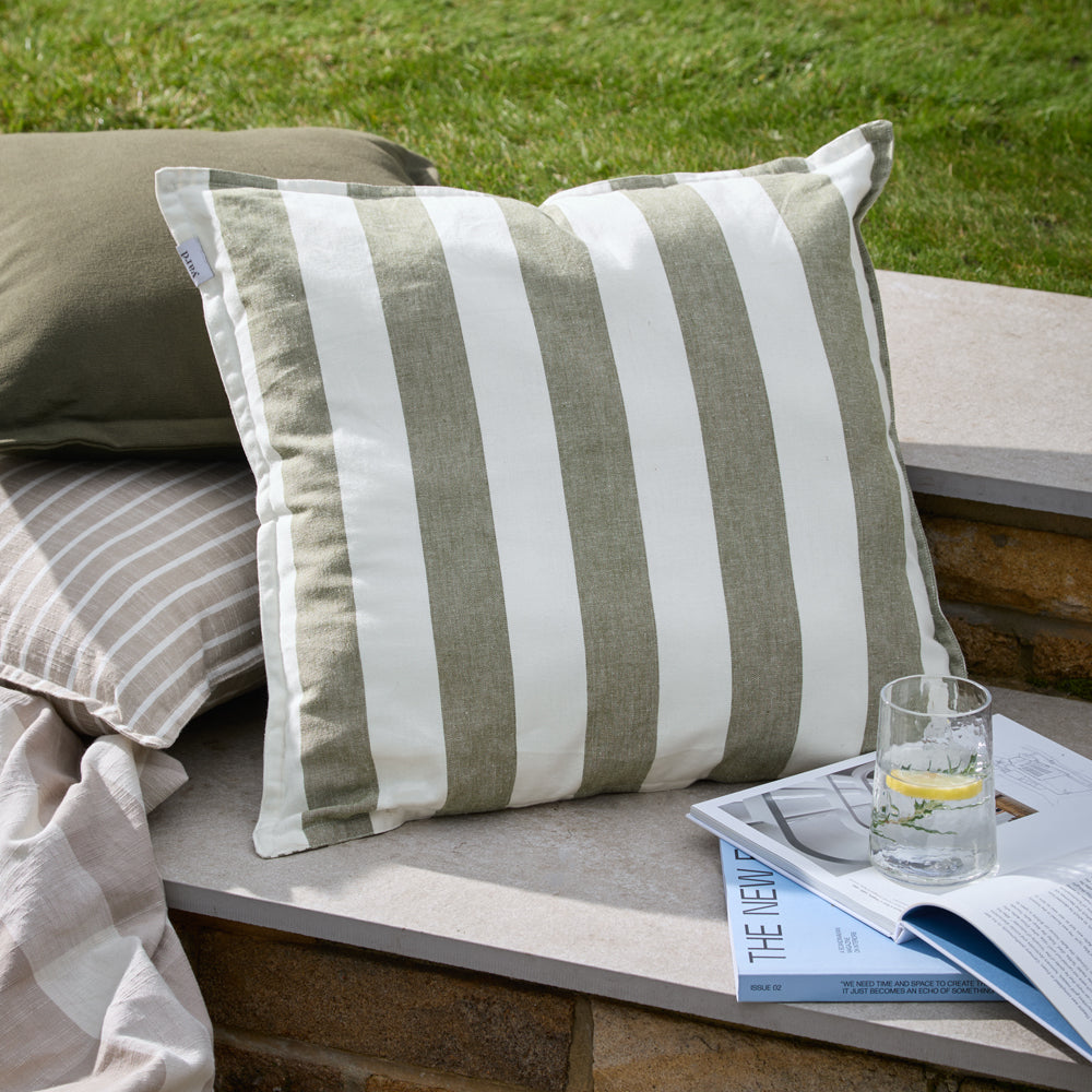 Plain Green Cushions - Holmfirth Canvas Outdoor Polyester Filled Cushion Lichen Yard