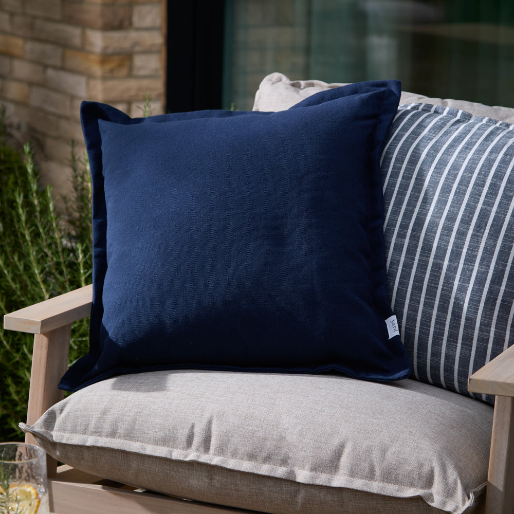 Plain Blue Cushions - Holmfirth Canvas Outdoor Polyester Filled Cushion Navy Yard