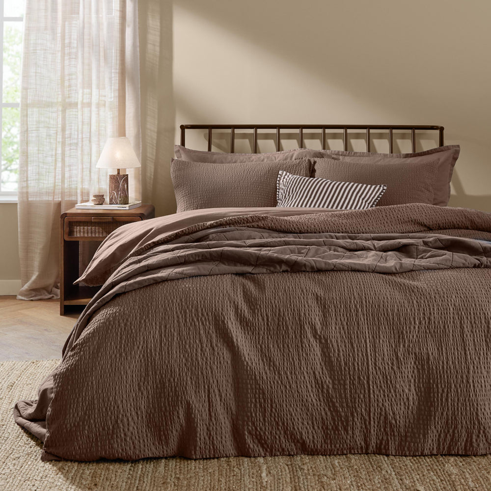 Plain Brown Bedding - Hebden Relaxed Seersucker Duvet Cover Set Cocoa Brown Yard