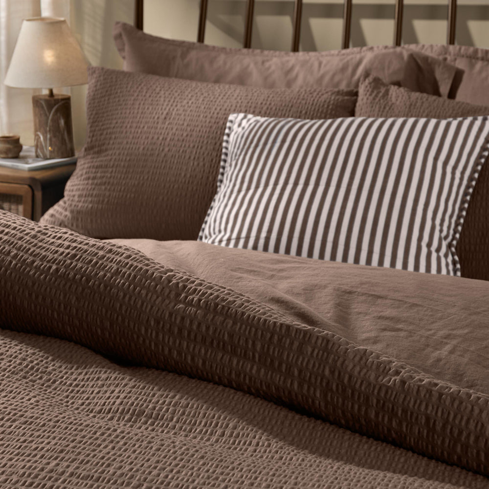 Plain Brown Bedding - Hebden Relaxed Seersucker Duvet Cover Set Cocoa Brown Yard