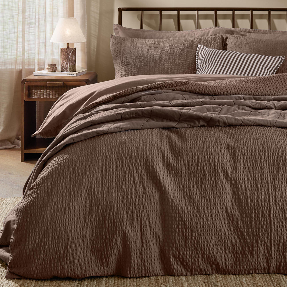 Plain Brown Bedding - Hebden Relaxed Seersucker Duvet Cover Set Cocoa Brown Yard