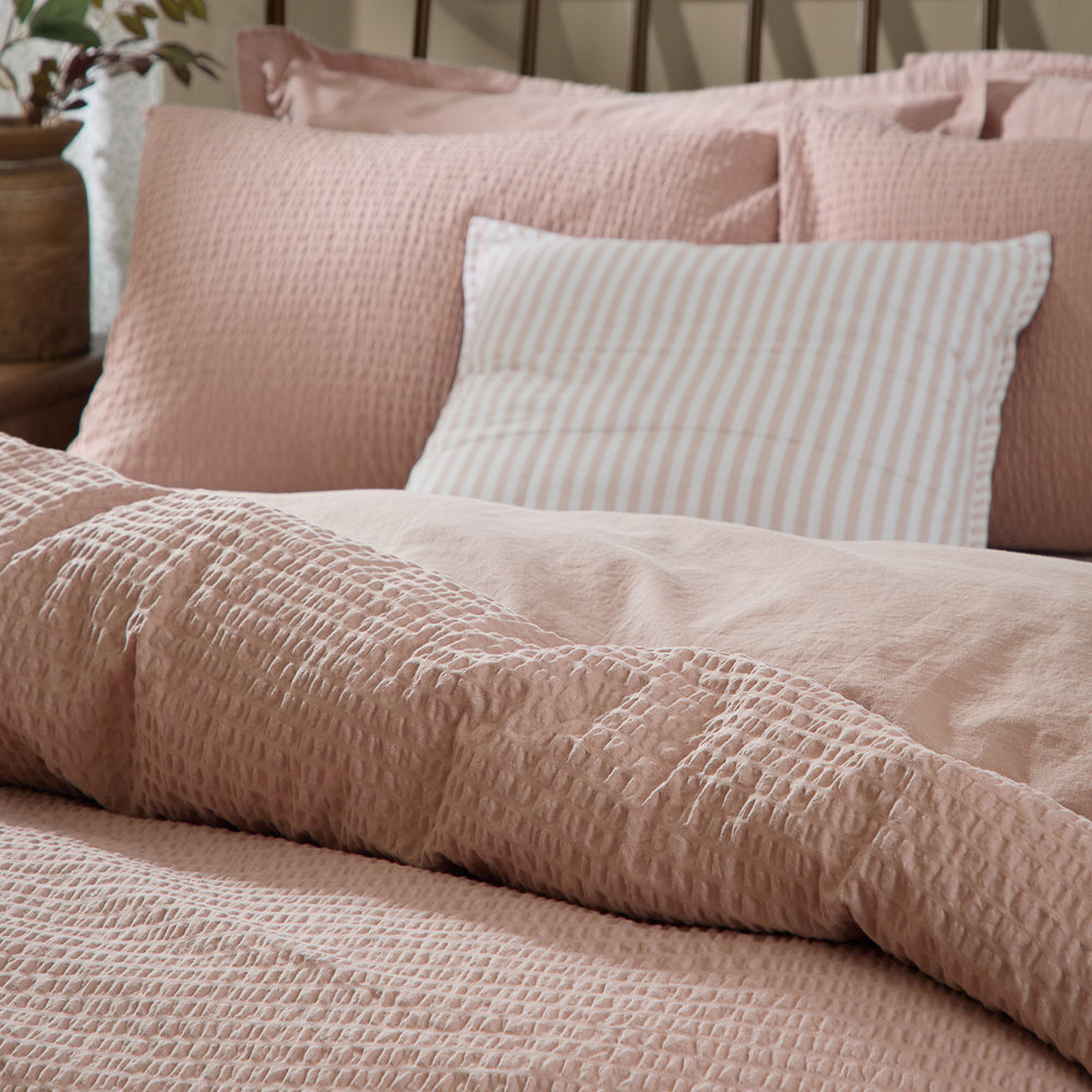 Plain Pink Bedding - Hebden Relaxed Seersucker Duvet Cover Set Cotta Yard