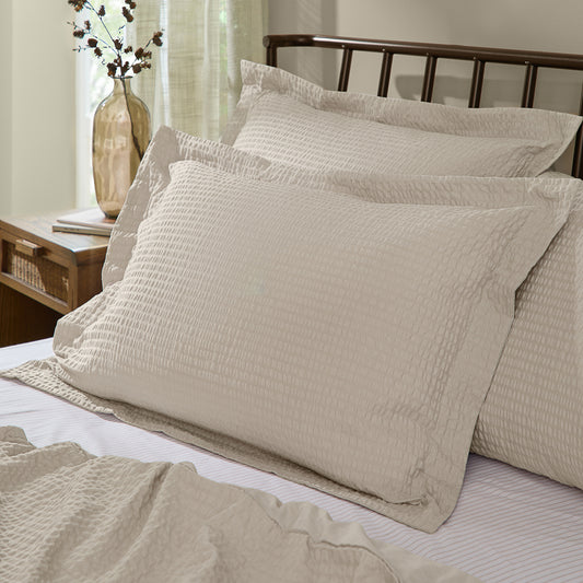  Grey Bedding - Hebden Relaxed Seersucker Pillowcase Pair Stone Yard