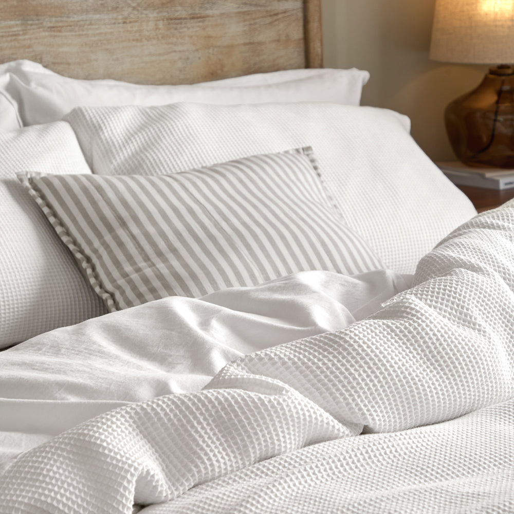 Plain White Bedding - Hebden Relaxed Waffle Duvet Cover Set Chalk Yard