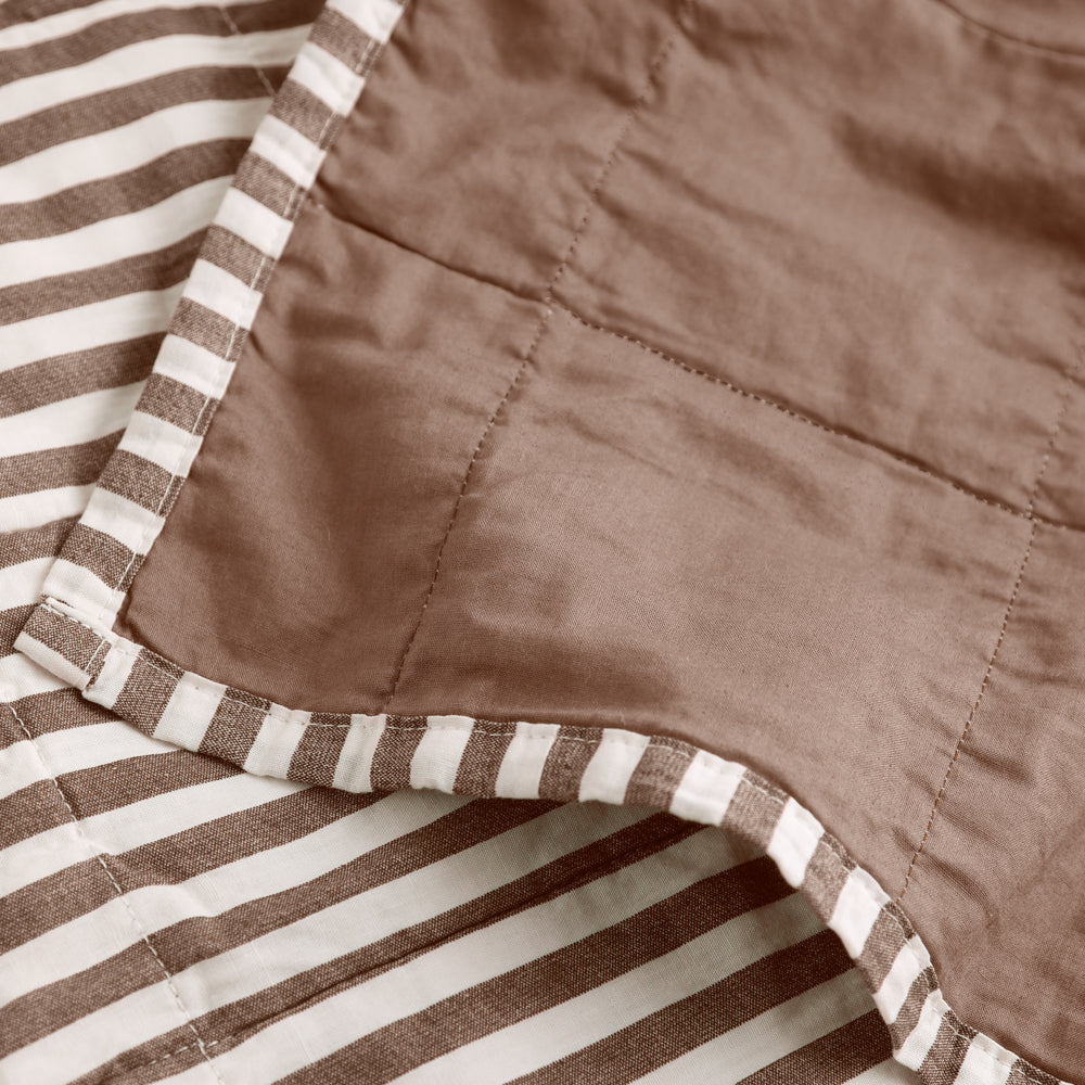 Striped Brown Bedding - Hebden Quilted Stripe 100% Cotton Bedspread Cocoa Brown Yard