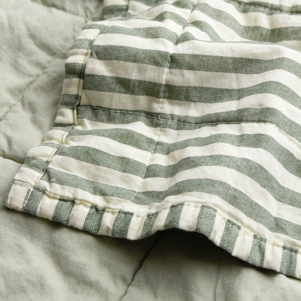 Striped Green Bedding - Hebden Quilted Stripe 100% Cotton Bedspread Forest/Bay Green Yard