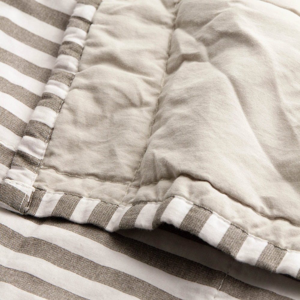 Striped Brown Bedding - Hebden Quilted Stripe 100% Cotton Bedspread Mole/Stone Yard