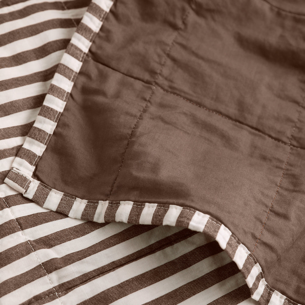 Striped Brown Bedding - Hebden Quilted Stripe 100% Cotton Bedspread Cocoa Brown Yard