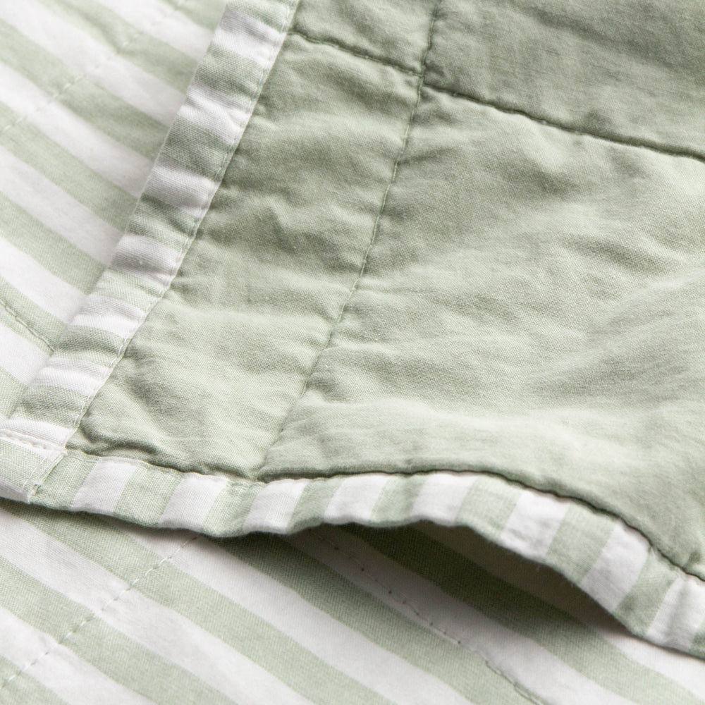 Striped Green Bedding - Hebden Quilted Stripe 100% Cotton Bedspread Eucalyptus/Bay Green Yard