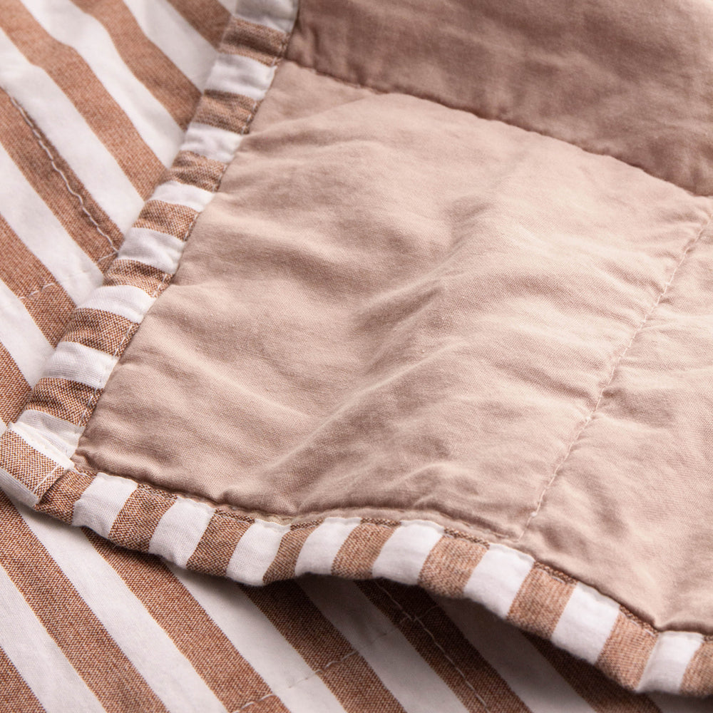 Striped Orange Bedding - Hebden Quilted Stripe 100% Cotton Bedspread Pecan/Cotta Yard