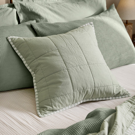 Striped Green Cushions - Hebden 100% Cotton Polyester Filled Cushion Eucalyptus/Bay Green Yard