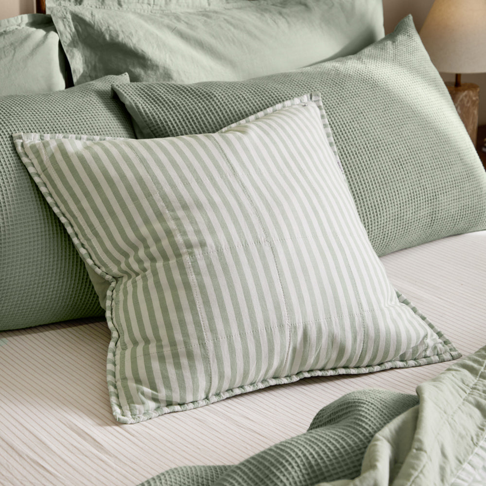 Striped Green Cushions - Hebden 100% Cotton Polyester Filled Cushion Eucalyptus/Bay Green Yard