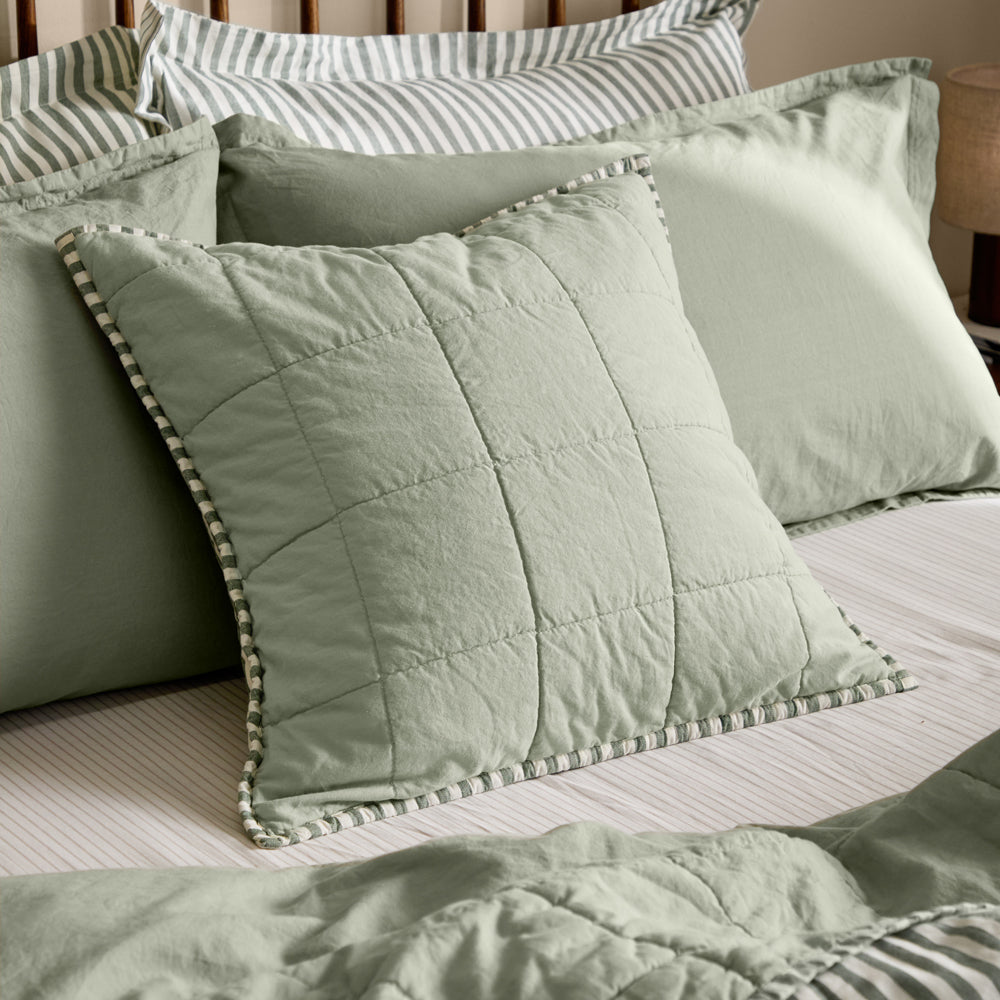 Striped Green Cushions - Hebden 100% Cotton Polyester Filled Cushion Forest/Bay Green Yard