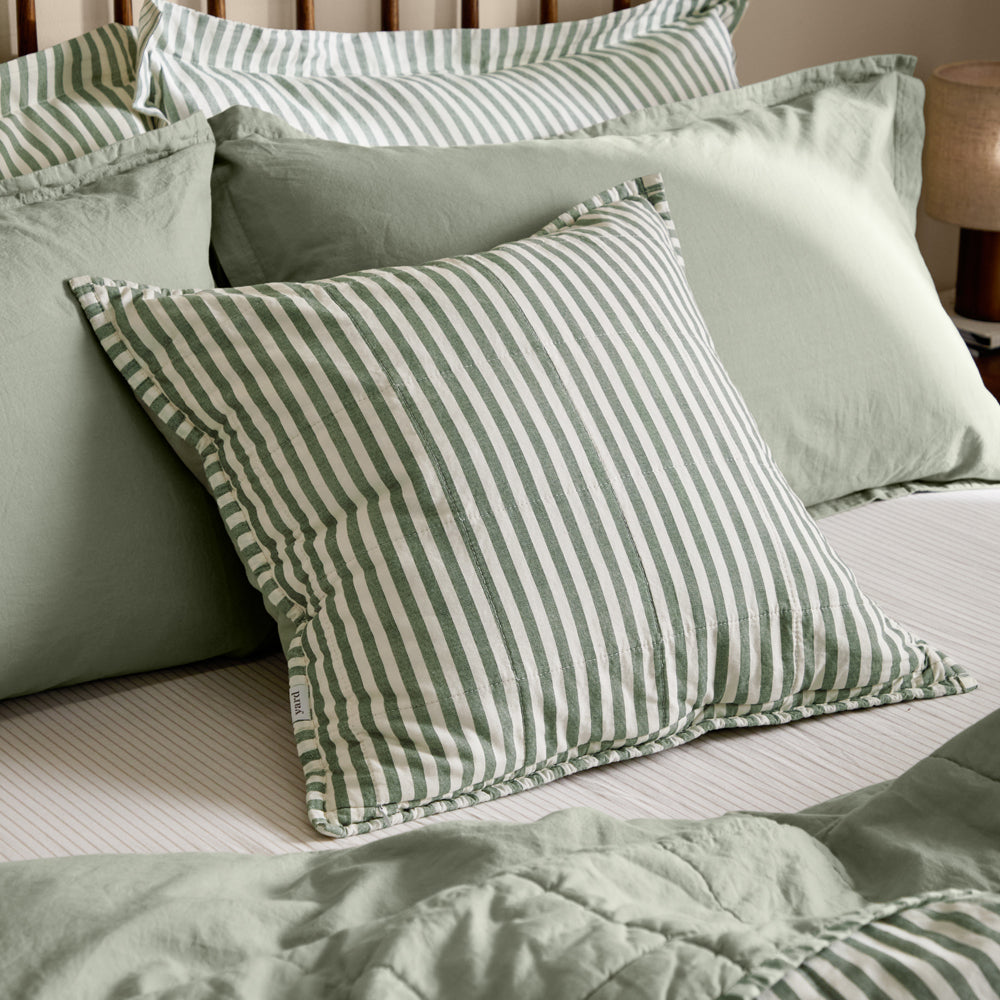 Striped Green Cushions - Hebden 100% Cotton Polyester Filled Cushion Forest/Bay Green Yard