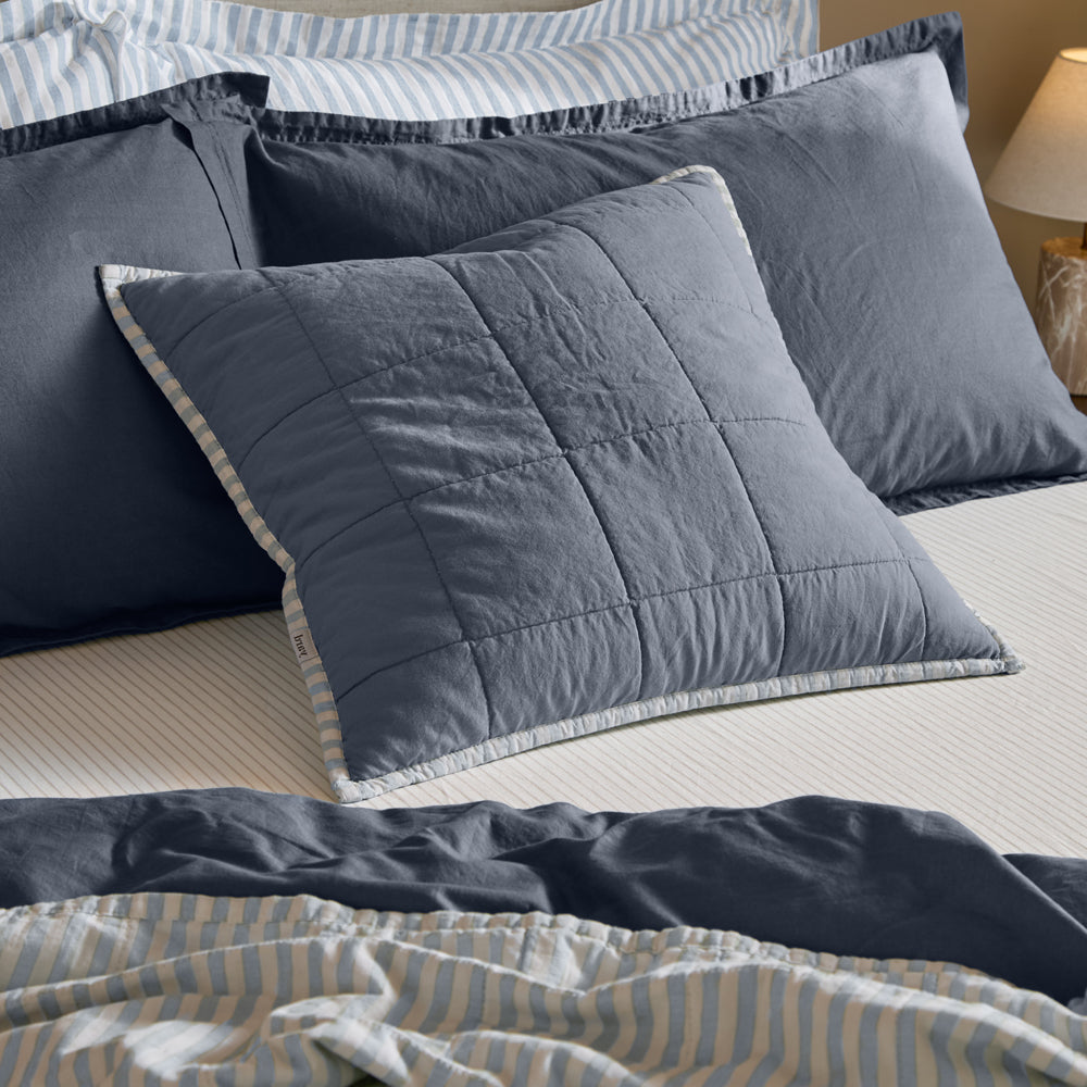 Hebden 100% Cotton Cushion Mineral/Demin Blue