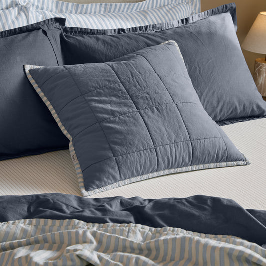Hebden 100% Cotton Cushion Mineral/Demin Blue