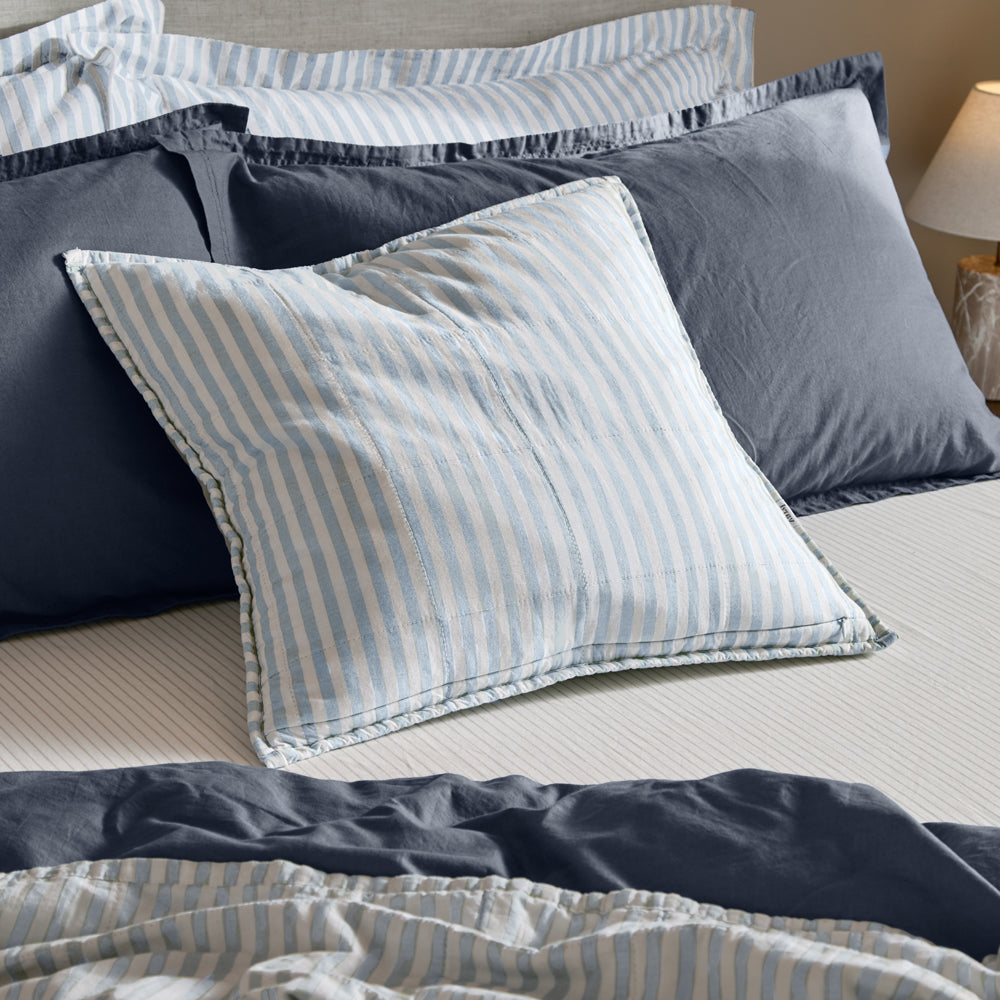 Hebden 100% Cotton Cushion Mineral/Demin Blue