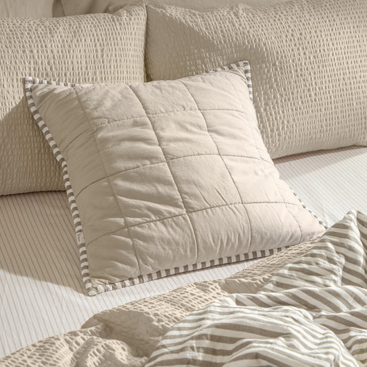 Striped Brown Cushions - Hebden 100% Cotton Polyester Filled Cushion Mole/Stone Yard
