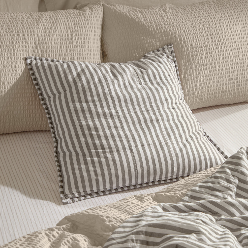 Striped Brown Cushions - Hebden 100% Cotton Polyester Filled Cushion Mole/Stone Yard