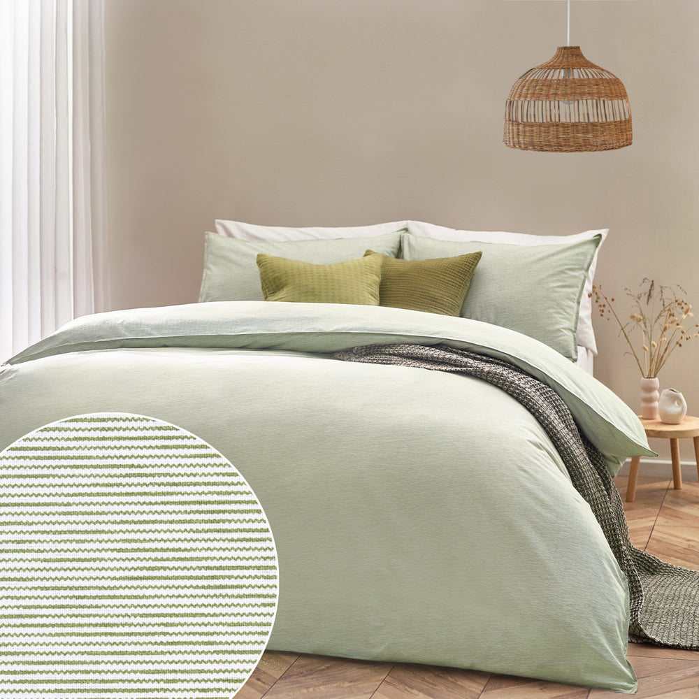 Striped Green Bedding - Heaton Stripe  Duvet Cover Set Khaki Yard