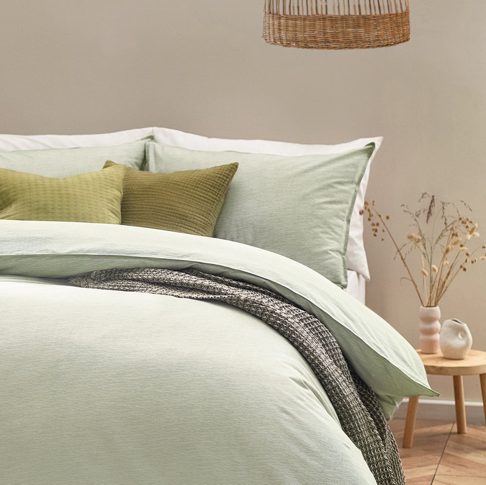 Striped Green Bedding - Heaton Stripe  Duvet Cover Set Khaki Yard