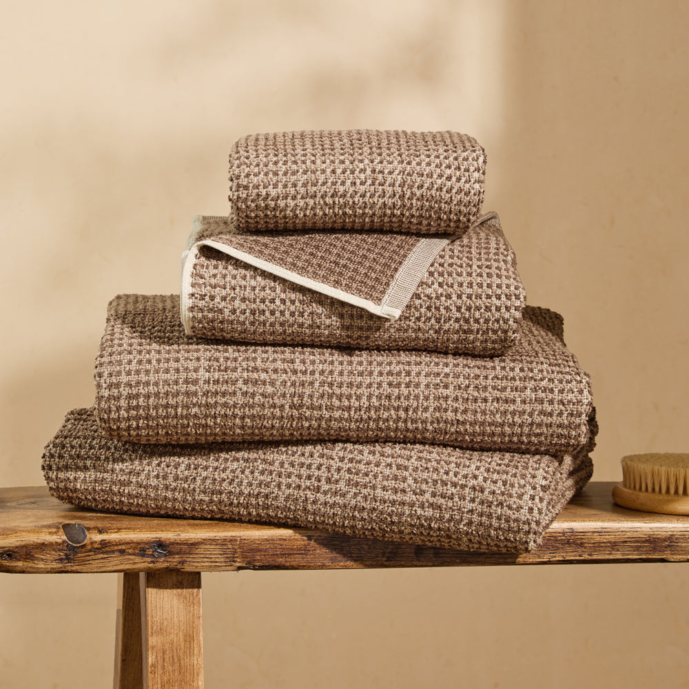 Plain Brown Bathroom - Hebden Textured Waffle Towels Cocoa Brown Yard