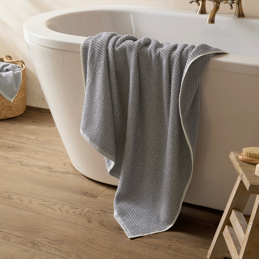 Modern Blue Bathroom - Hebden Textured Waffle Towels Denim Blue Yard