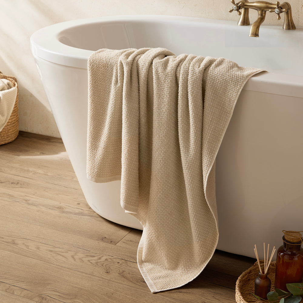 Modern Grey Bathroom - Hebden Textured Waffle Towels Stone Yard