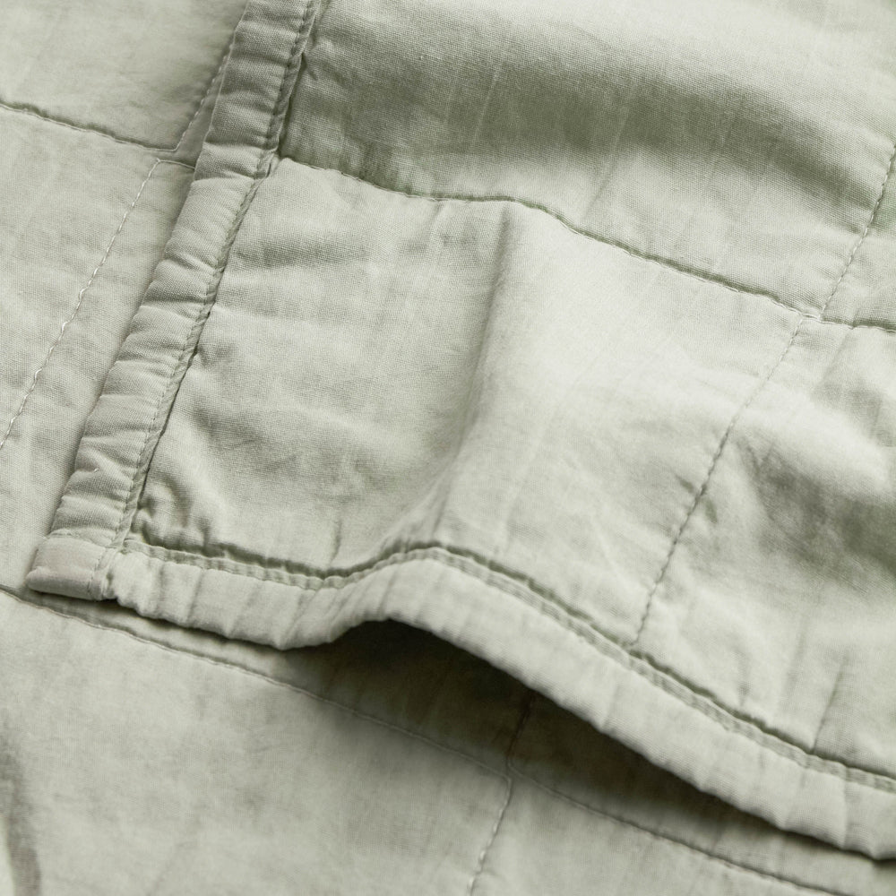 Plain Green Bedding - Hebden Quilted Washed Cotton Bedspread Bay Green Yard