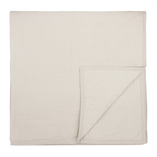 Plain Grey Bedding - Hebden 100% Washed Quilted Cotton Bedspread Stone Yard