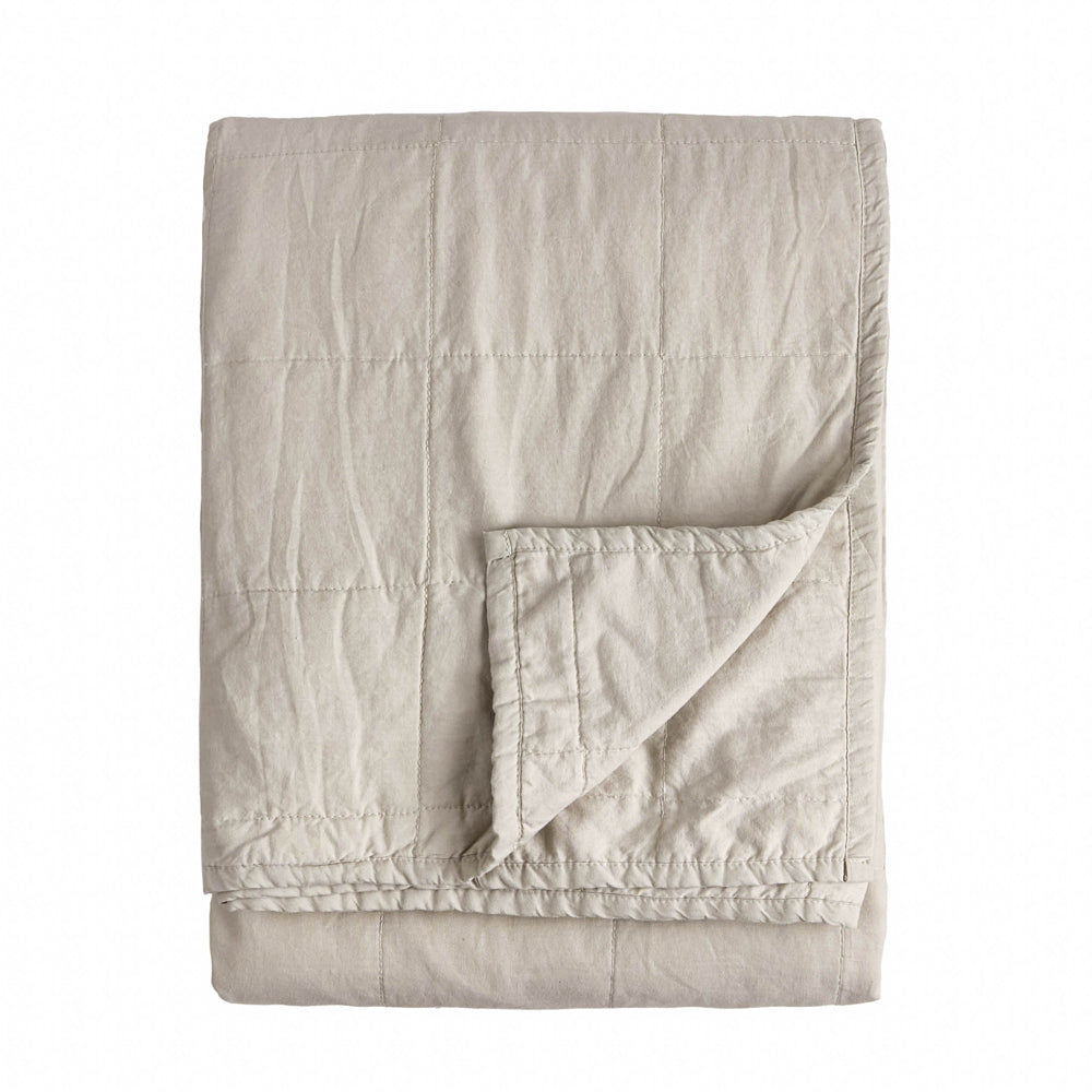 Plain Grey Bedding - Hebden Quilted Washed Cotton Bedspread Stone Yard