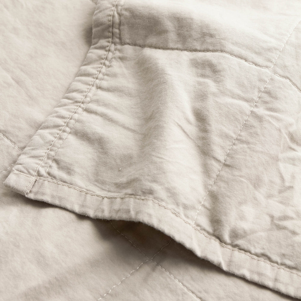 Plain Grey Bedding - Hebden Quilted Washed Cotton Bedspread Stone Yard