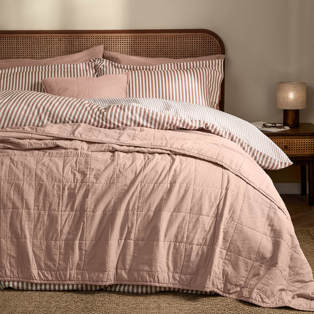 Plain Pink Bedding - Hebden Quilted Washed Cotton Bedspread Cotta Yard