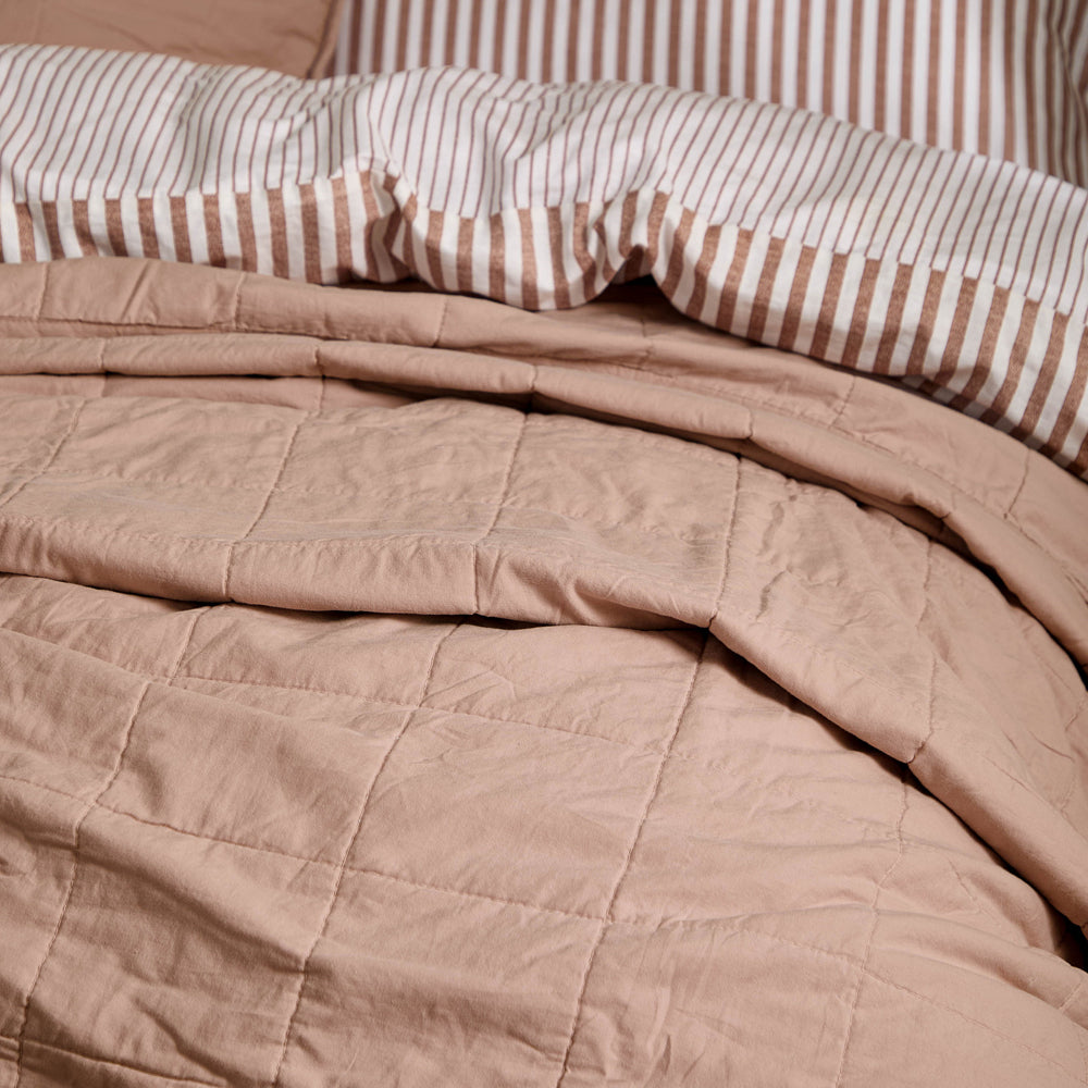 Plain Pink Bedding - Hebden Quilted Washed Cotton Bedspread Cotta Yard