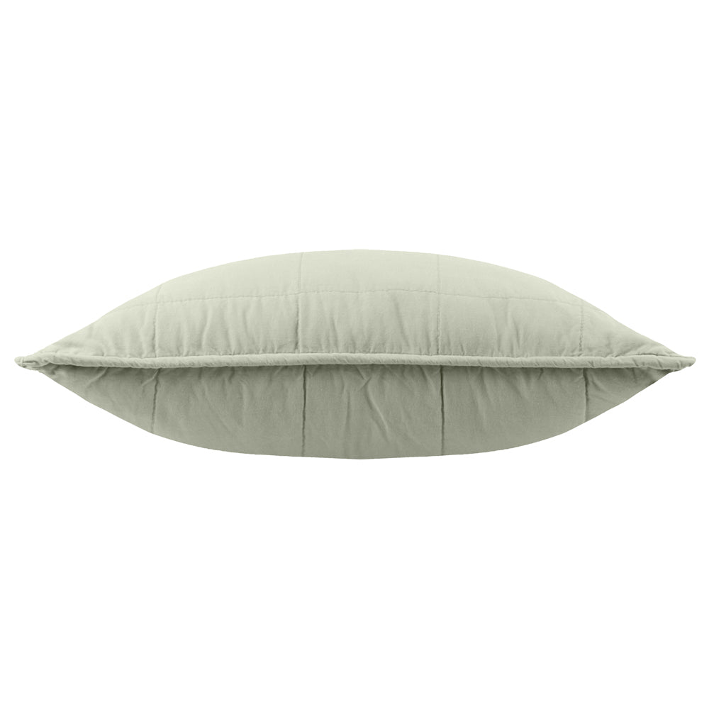 Plain Green Cushions - Hebden Quilted Washed Cotton Polyester Filled Cushion Bay Green Yard