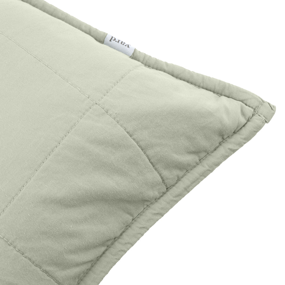 Plain Green Cushions - Hebden Quilted Washed Cotton Polyester Filled Cushion Bay Green Yard