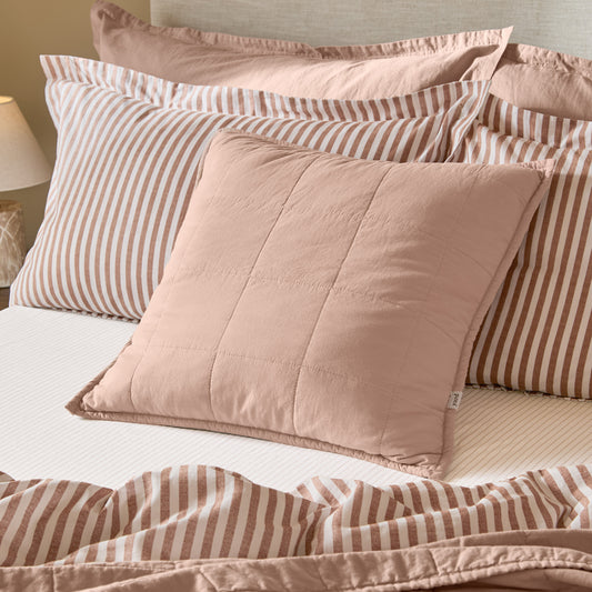 Hebden Quilted Washed Cotton Cushion Cotta