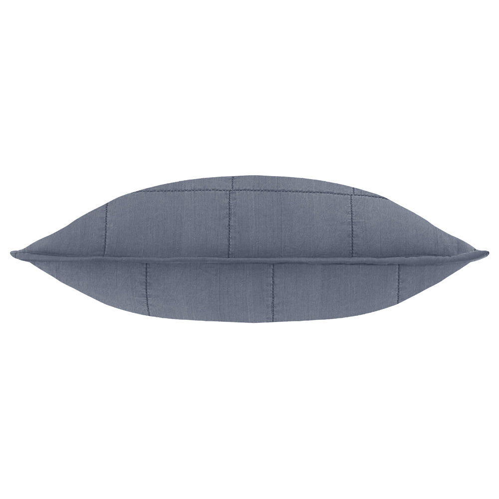 Hebden Quilted Washed Cotton Cushion Denim Blue