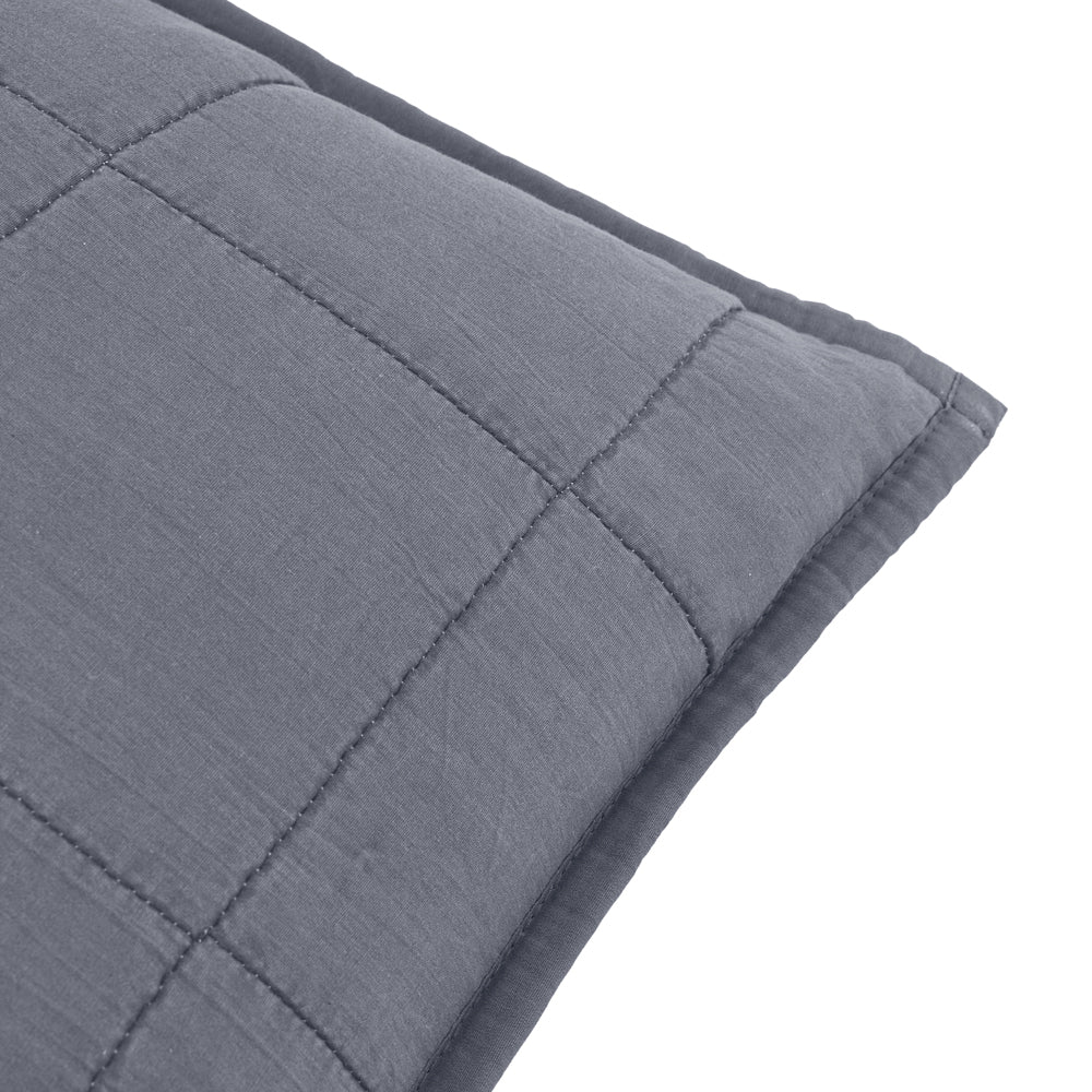 Hebden Quilted Washed Cotton Cushion Denim Blue