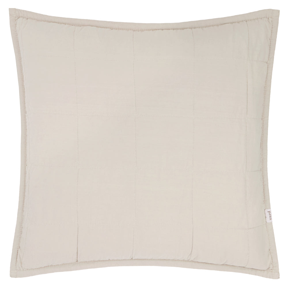 Plain Grey Cushions - Hebden Quilted Washed Cotton Polyester Filled Cushion Stone Yard