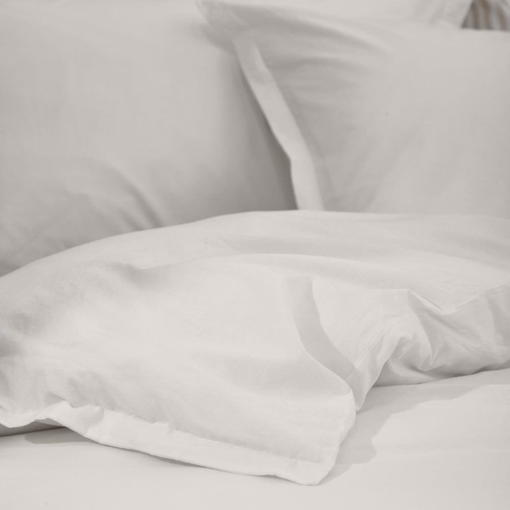 Plain White Bedding - Hebden Washed Cotton Duvet Cover Set Chalk Yard