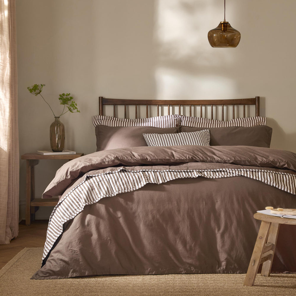 Plain Brown Bedding - Hebden Washed Cotton Duvet Cover Set Cocoa Brown Yard