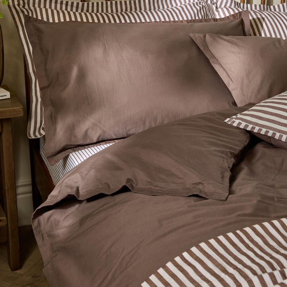 Plain Brown Bedding - Hebden Washed Cotton Duvet Cover Set Cocoa Brown Yard