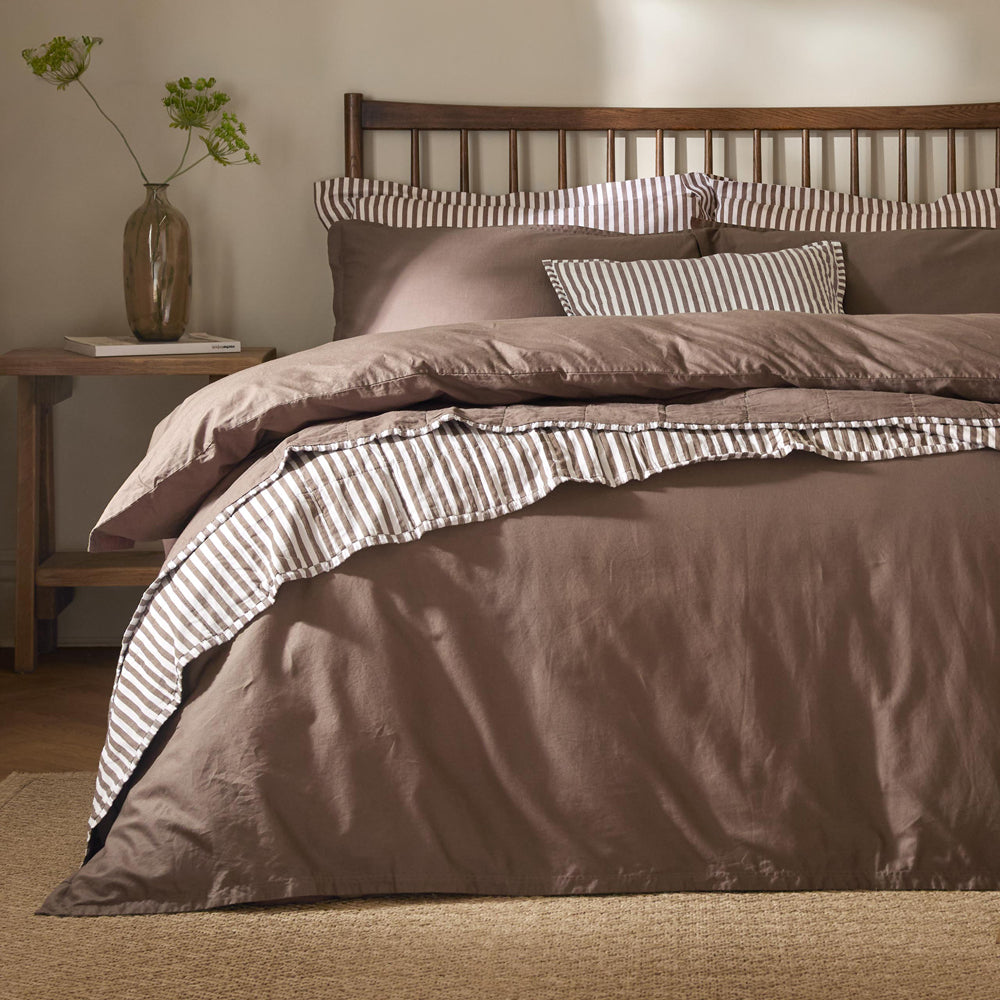 Plain Brown Bedding - Hebden Washed Cotton Duvet Cover Set Cocoa Brown Yard