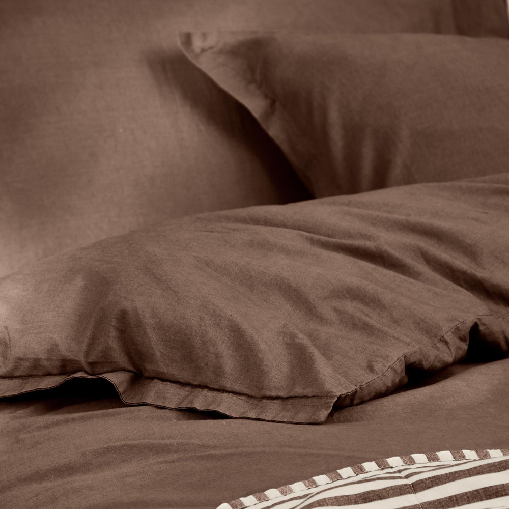 Plain Brown Bedding - Hebden Washed Cotton Duvet Cover Set Cocoa Brown Yard
