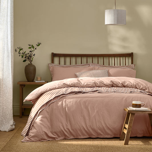 Plain Pink Bedding - Hebden Washed Cotton Duvet Cover Set Cotta Yard
